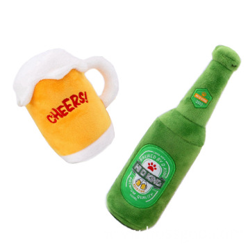Strong Soft Plush Beer Water Bottle Pet Toys